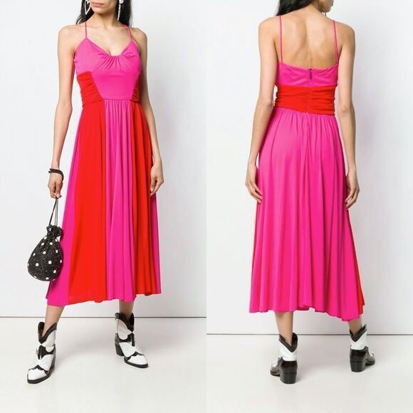 MSGM Two Tone Midi Dress  - Picture 1 of 14